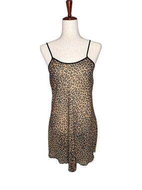 Vintage Made in England Leopard Print Slip Chemise. Layering. Mobwife. Lingerie
